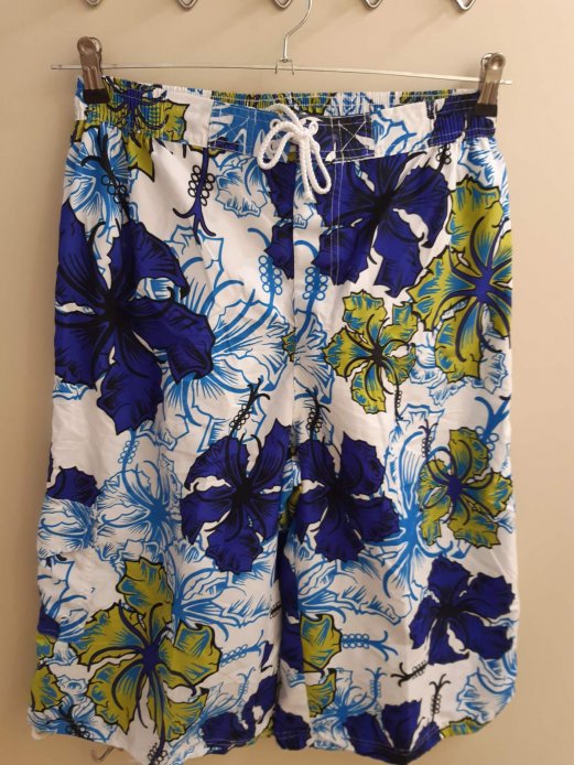 Плавки-шорты мужские рисунок цветок голубой