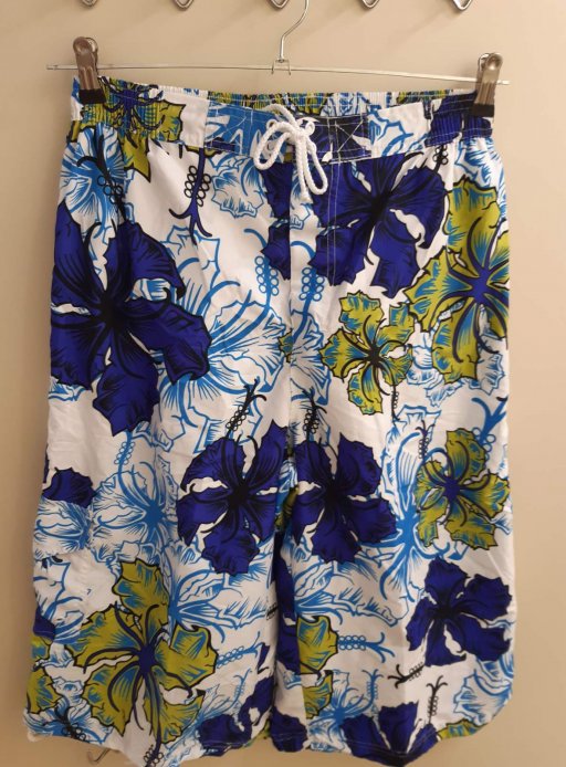 Плавки-шорты мужские рисунок цветок голубой