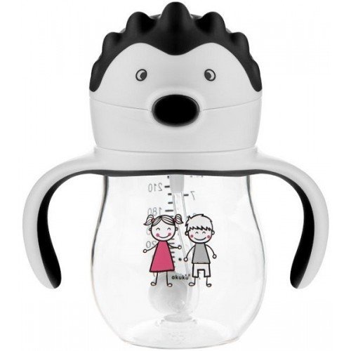 Поильник с трубочкой 250 мл черный Akuku