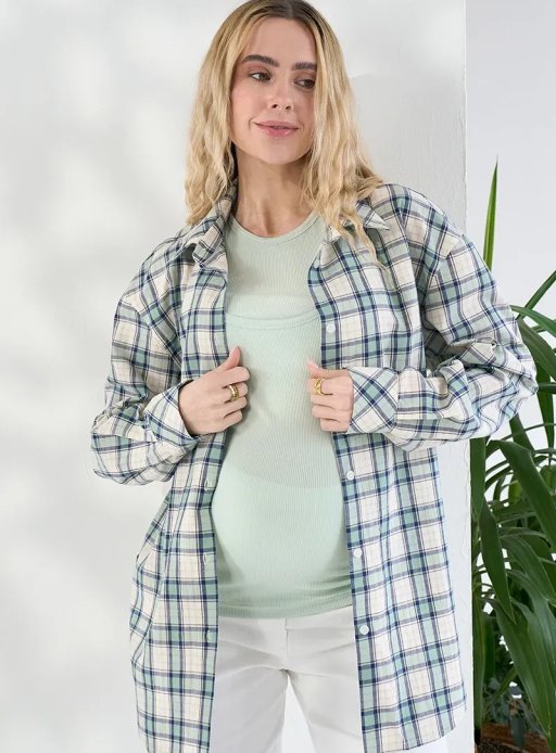 Рубашка Rey для беременных и кормящих полоса сине-зеленый