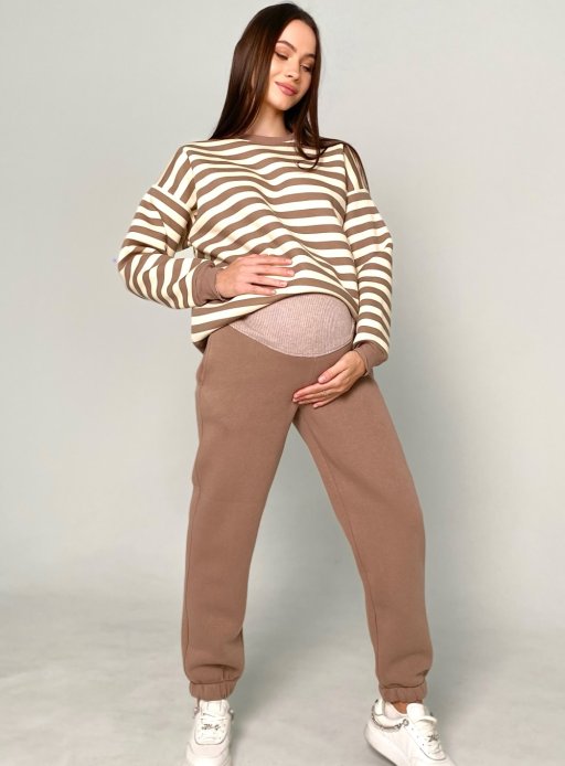 Спортивний костюм для вагітних і годуючих фліс  смужка бежевий