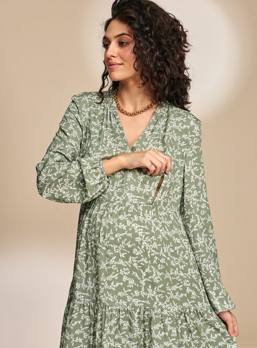 Платье ALICIA для беременных и кормящих оливка