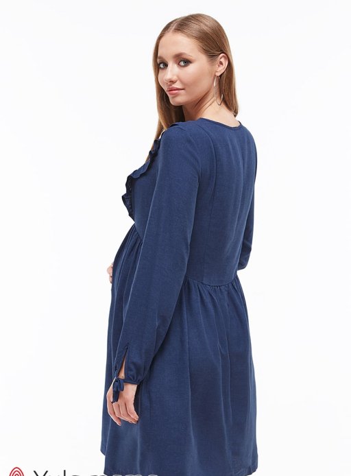 Сукня Kris для вагітності і годування синій меланж