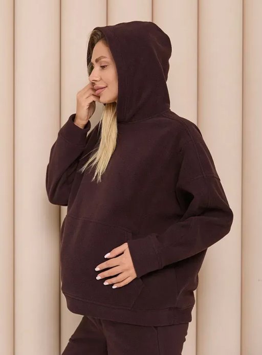 Тёплый худи для беременных и кормящих Buffalo шоколадный