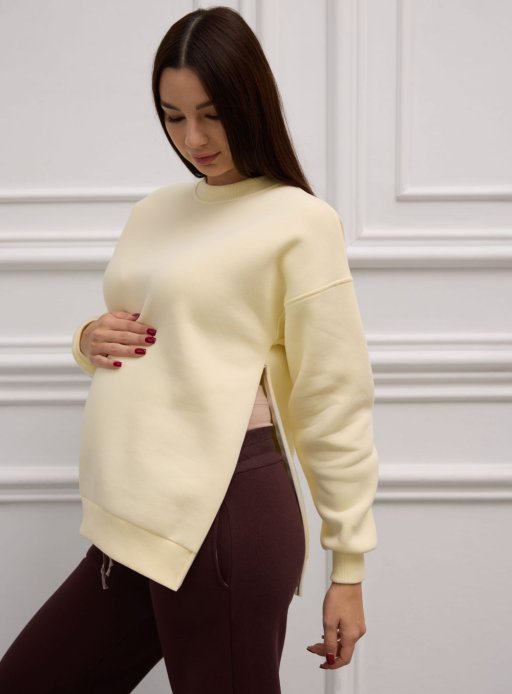 Теплий світшот для вагітних і годуючих фліс желтый